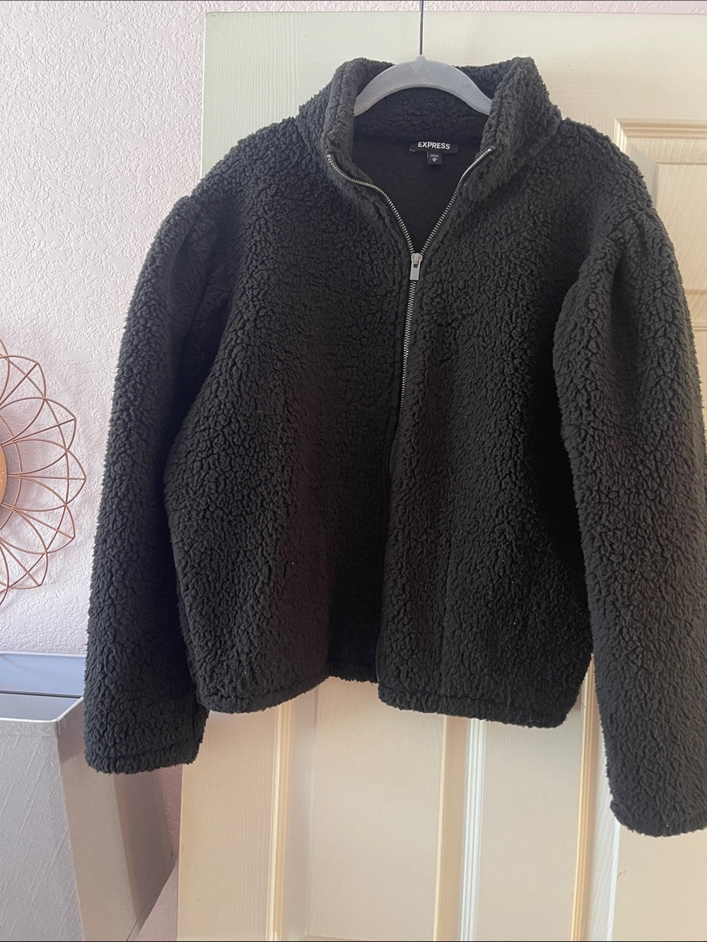 Express Black Sherpa Puffer Jacket